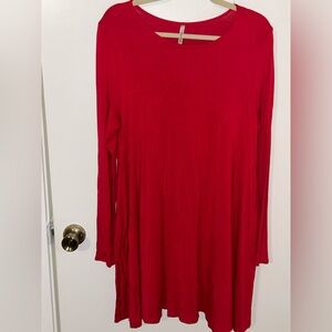 Mittoshop Vibrant Red Long Sleeve Dress